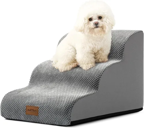 Miniatura 11 de COZY KISS Escaleras para perros pequeños de 11.8 pulgadas de alto, escalón curvado para cachorros, gatos mayores, rampa mediana para mascotas