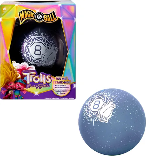 Mattel Games Magic 8 Ball DreamWorks Trolls Band Together - Juego novedoso para adivinar, juguete brillante para familias y noches de juego