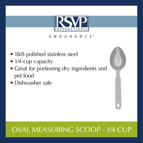 Miniatura 6 de RSVP International Endurance cuchara medidora ovalada, 1/4 taza, acero inoxidable