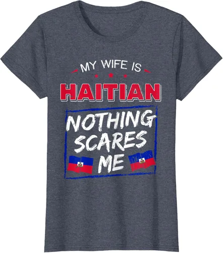 Miniatura 85 de My Wife Is Haitian Republic of Haiti Heritage Roots - Camiseta con bandera, Negro, S