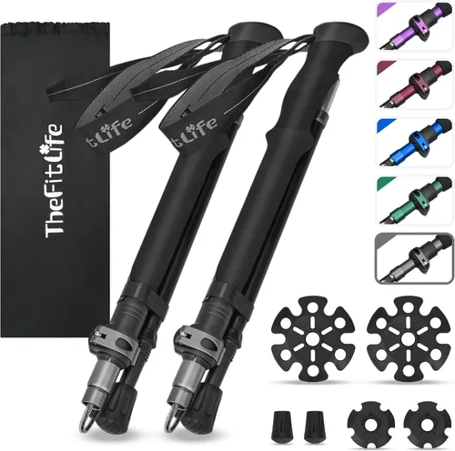 Miniatura 10 de TheFitLife Bastones de senderismo plegables para senderismo – Bastones plegables ligeros para hombres y mujeres con mango de espuma extra largo