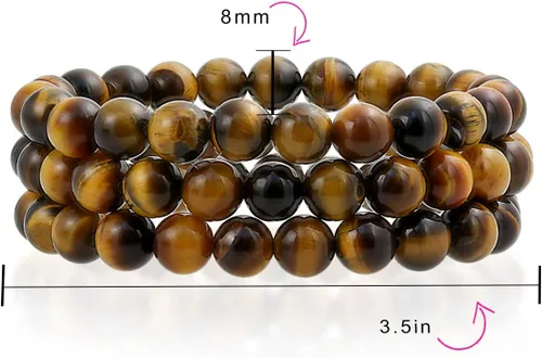 Miniatura 66 de Bling Jewelry Juego de 3 pulseras elásticas unisex apilables con cuentas redondas de 0.315 pulgadas para mujeres, adolescentes y hombres, multihebra