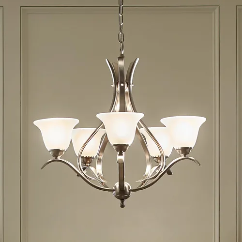Miniatura 2 de Kichler Dover - Lámpara de araña de 23 pulgadas en níquel cepillado, 5 luces clásicas para vestíbulo o comedor con vidrio semillado grabado