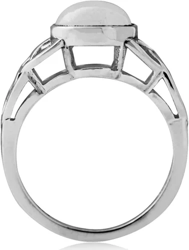 Miniatura 4 de Silvershake 8mm Natural Round Shape Moonstone 925 Sterling Silver Triquetra Celtic Knot Solitaire Ring