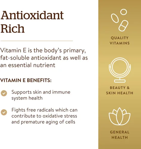 Miniatura 5 de Solgar, Vitamina E, 1.000 IU de D-Alfa-Tocoferol Mixto y Cápsulas Blandas de Tocoferol Mixtas, 100 Unidades, E3561, 1, 1