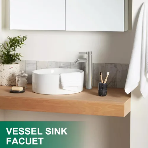 Miniatura 6 de VOTON - Grifo de fregadero cromado moderno alto para fregadero de baño, grifo de baño con una sola manija y un agujero para rv, grifo de lavabo