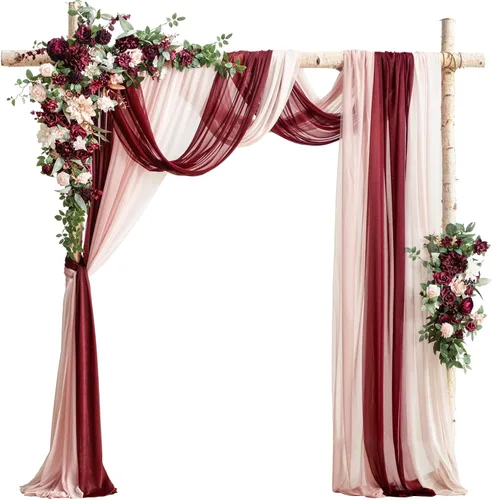 Miniatura 12 de Ling's moment - Kit de flores artificiales de arco de boda con cortinas - Paquete de 5, 2 arreglos florales, 3 cortinas transparentes colgantes Sage