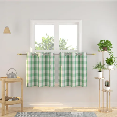 Miniatura 61 de Cortinas de 24 pulgadas de largo con diseño Buffalo Check Gingham Plaid para ventanas de cocina y baño, tratamiento para ventanas con 2 paneles