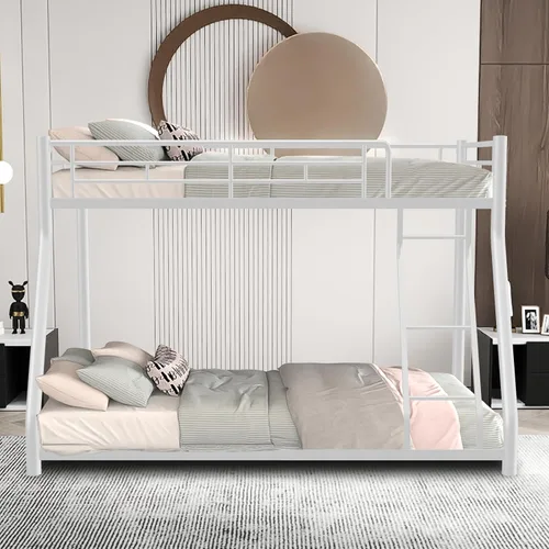 Miniatura 10 de Litera de Metal Individual sobre Individual con Cama Nido de Servicio Pesado Marco de Literas de Metal Tamaño Individual con 2 Escaleras Laterales