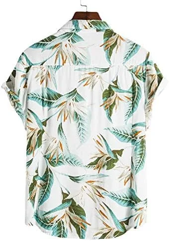 Miniatura 3 de Camisas hawaianas para hombre, ajuste regular, manga corta, transpirable, estampado de palmeras, camisas tropicales para el verano, A2-como se