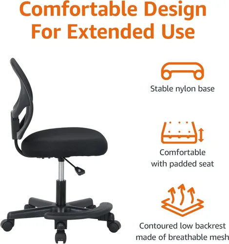 Miniatura 6 de Amazon Basics Silla de escritorio giratoria de malla de altura ajustable con respaldo bajo y reposapiés, silla con ruedas para una movilidad suave