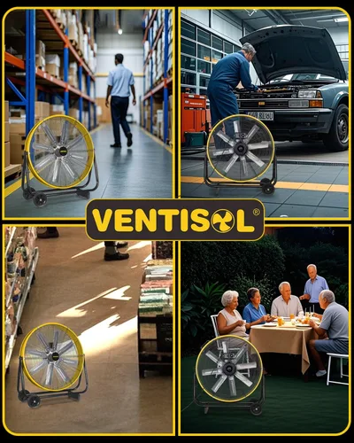 Miniatura 8 de VENTISOL Ventilador de tambor de alta velocidad de 24 pulgadas, ventiladores industriales de 9500 CFM resistente, ventilador de tienda de 3