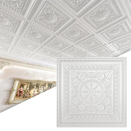 Miniatura 10 de Art3d Azulejos de techo caídos, azulejos de techo adhesivos, hoja de plástico de 2 x 2 pies en negro (paquete de 12, 48 pies cuadrados)