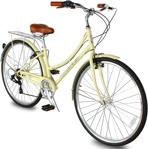 Miniatura 15 de MICARGI Bicicleta híbrida para adultos de 24/26 pulgadas, bicicleta híbrida de 1/7 velocidades para mujeres, hombres, personas mayores, bicicleta