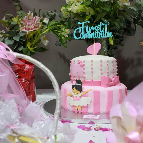 Miniatura 6 de Gyufise Decoración de pastel de primera comunión con purpurina azul, decoración de pastel de primera comunión para niños, baby shower, decoración