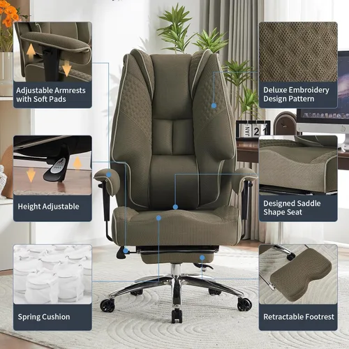Miniatura 7 de EXCEBET Silla de oficina grande y alta de 400 libras de ancho, silla de oficina ejecutiva de malla con respaldo alto con reposapiés, sillas Malla