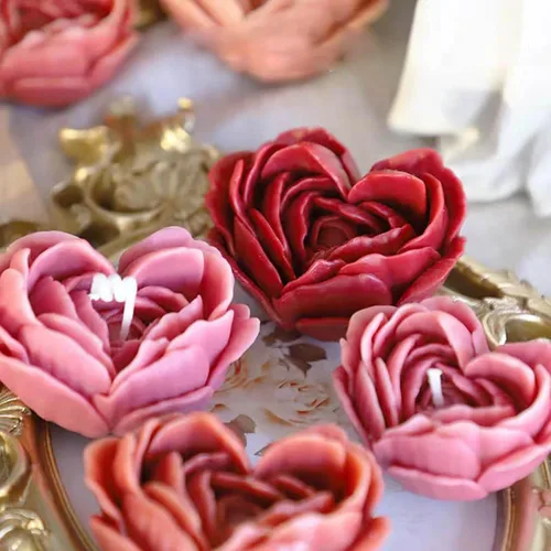 Miniatura 6 de 2 paquetes de moldes para velas en forma de corazón, moldes de silicona en forma de corazón y rosa para velas, moldes para velas de rosa