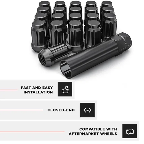 Miniatura 6 de White Knight 3804BK-20AM (Cromo Negro) Tuerca de Orejeta Estriada de 1/2"-20 con Llave, Paquete de 20