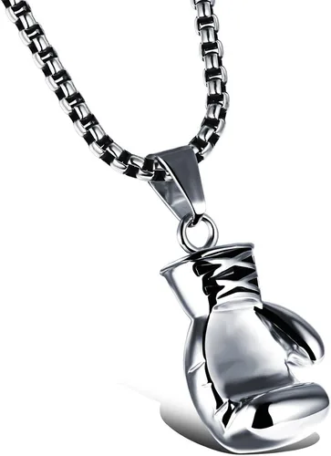 Miniatura 15 de Hamoery Collar con colgante de cadena de guante de boxeo de acero inoxidable punk para hombres y mujeres