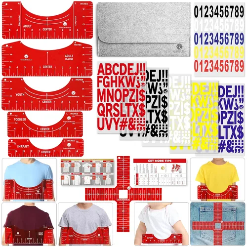 Miniatura 8 de Guía de regla de camiseta para alineación de vinilo – Guía de regla de camiseta para prensa de calor, herramienta de medición de camisa para prensa