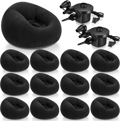Miniatura 12 de Realspring 6, 9, 12 piezas de puf inflables para adultos con bomba de aire eléctrica, sofá plegable portátil inflable para acampar nocturno de cine