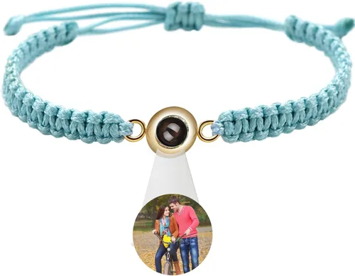 Pulsera de fotos personalizada, pulsera de proyección de fotos, pulseras circulares de fotos con imagen en el interior, pulsera trenzada para