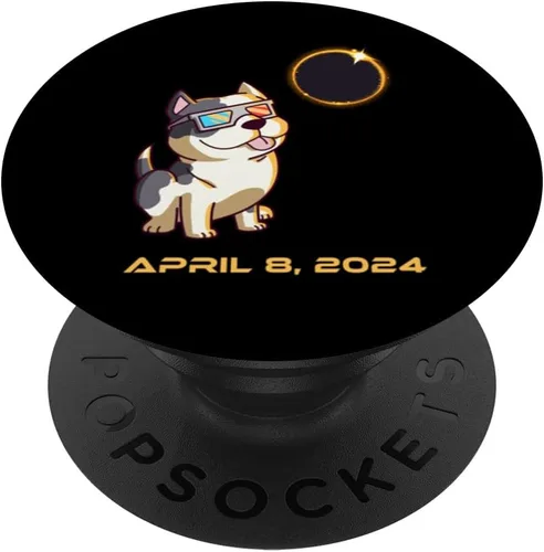 Total Solar Eclipse April 8 2024 Totality Dog Pitbull PopSockets Standard PopGrip