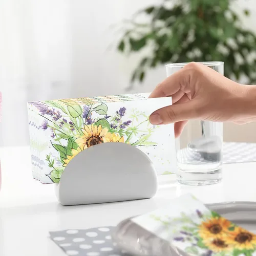 Miniatura 5 de Paquete de 100 toallas de mano desechables para baño, servilletas de papel de girasol, servilletas decorativas de flores de primavera para baño