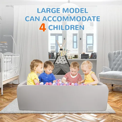Miniatura 6 de Piscina de bolas de espuma para niños pequeños, piscina rectangular de 47 pulgadas para niños, piscina de bolas suave tamaño grande, regalo ideal