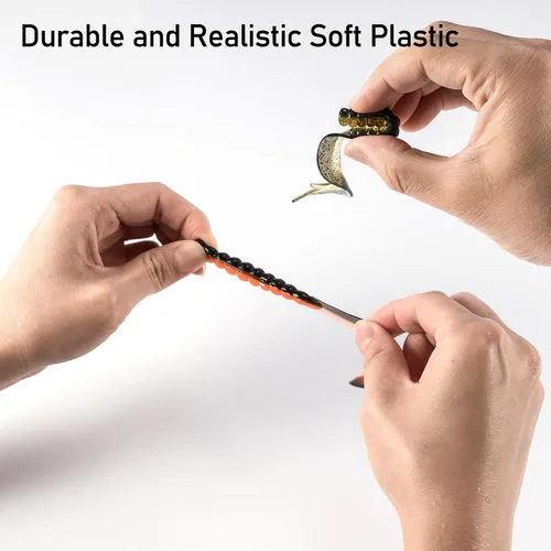 Miniatura 6 de Dr.Fish Señuelos de pesca blandos, cebos de plástico suave de 3 pulgadas, cebos de gusano Swimbaits de cinta, cola de cebo de sábalo para pesca