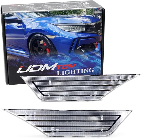 iJDMTOY JDM - Carcasas de lámpara de marcador lateral frontal con lente blanco esmerilado semidansparente compatible con Honda 2016-21 Civic Sedan