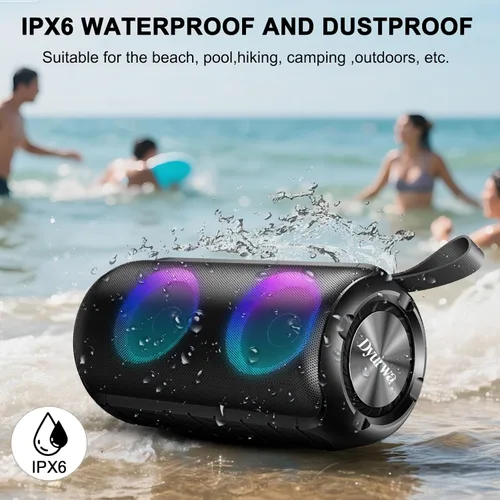 Miniatura 5 de Altavoz Bluetooth con sonido estéreo HD de 360°, nuevo altavoz inalámbrico portátil IPX7 impermeable, llamada HD, emparejamiento TWS, micrófono Negro