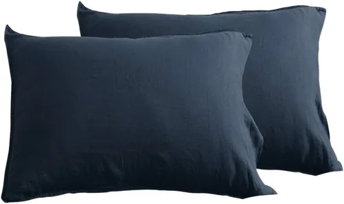 Miniatura 9 de S VICTORY SYMBOL Juego de 2 fundas de almohada de lino 100% a rayas, hilo de lino orgánico natural francés teñido en beige a rayas, King 20"x40