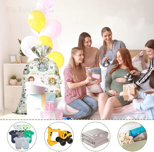 Miniatura 6 de Big Eye Owl Bolsas grandes para baby shower, safari, animales de la selva, bolsas de regalo, bolsa de regalo de plástico, envoltura de regalo, baby