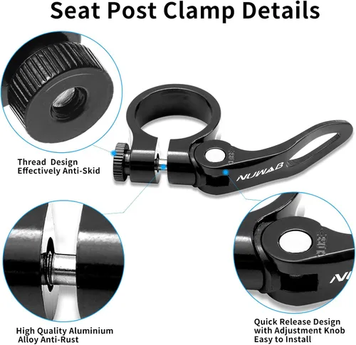 Miniatura 2 de NUWAB Abrazadera de poste de asiento de bicicleta premium, collar de tija de sillín de liberación rápida para bicicleta con aleación de aluminio