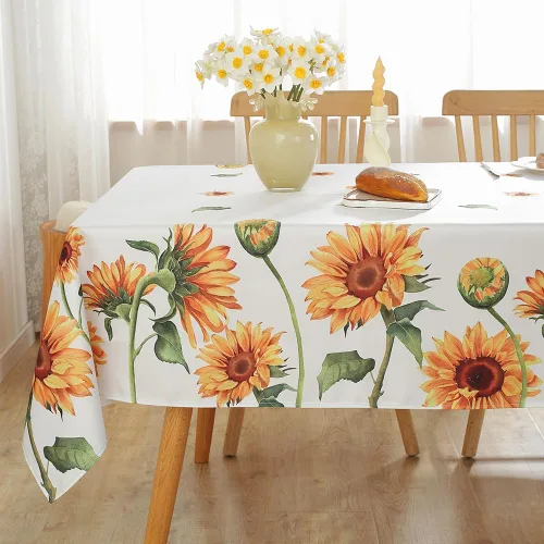 Mantel rectangular de verano de 60 x 84 pulgadas, mantel floral de girasol, a prueba de derrames, lavable, resistente a las arrugas, acuarela,