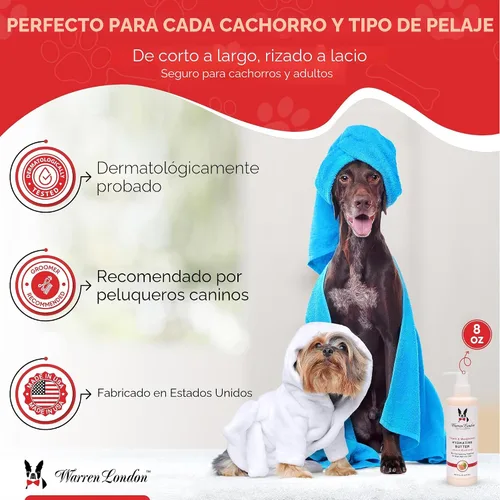 Miniatura 5 de Warren London Mantequilla Hidratante Acondicionador Sin Enjuague para Mascotas para Perros Loción para Piel y Pelaje Acondicionador de Aloe