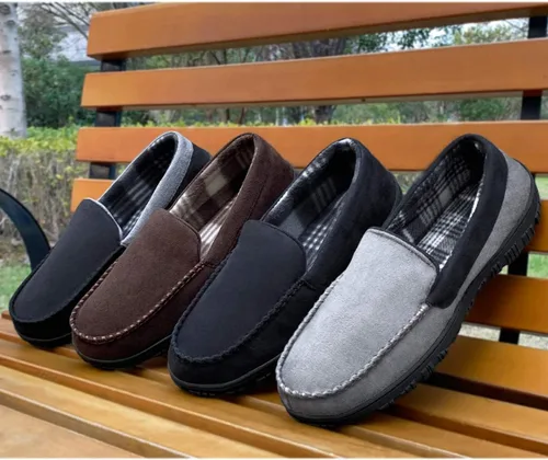 Miniatura 6 de shoeslocker Zapatillas para hombre de microgamuza mocasín de espuma viscoelástica para casa