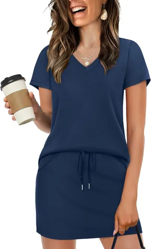 NIASHOT Conjunto de falda de dos piezas para mujer, para vacaciones de verano, trajes de viaje, tenis, golf, falda pantalón versátil, conjuntos de