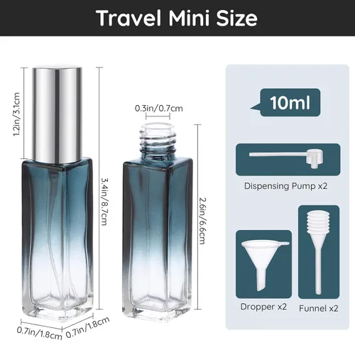 Miniatura 5 de Botellas de perfume Segbeauty para viaje, recargables, de 10 ml, contenedores de vidrio para perfume con embudo y pipeta, pulverizadores de 5 piezas
