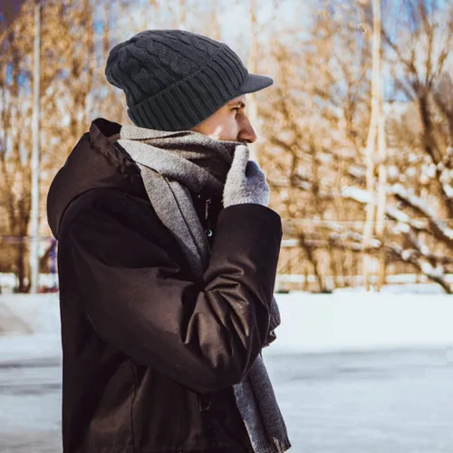 Miniatura 6 de Ruphedy Gorro para hombre con ala de invierno de punto grueso polar visera Beanie con Bill B5042