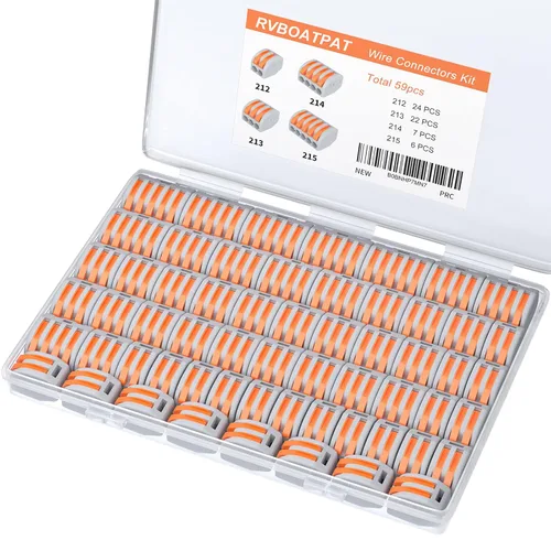 RVBOATPAT Kit de conectores de cable de palanca, 59 piezas, conectores eléctricos a presión, tuercas de palanca de conexión rápida 2/3/4/5