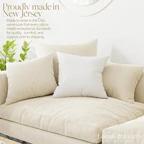Miniatura 2 de Cojín de 10 x 10 pulgadas con relleno hipoalergénico – Hecho en Estados Unidos por Looms and Linens
