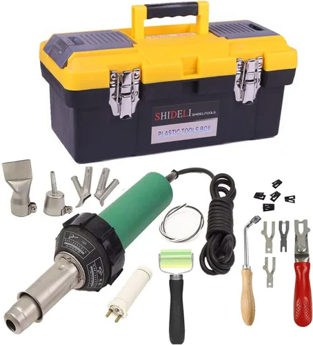 Beyondlife Herramienta de soldadura de soldador de plástico de 1600 W, pistola de calentamiento de calor, antorcha, pistola de aire caliente, kit de