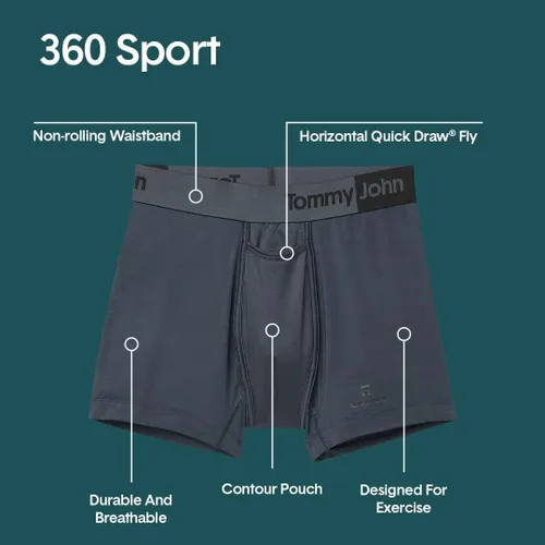 Miniatura 4 de Tommy John Ropa interior para hombre, baúl deportivo 360 con bolsa de contorno, entrepierna corta de 4 pulgadas, ropa interior que absorbe la humedad