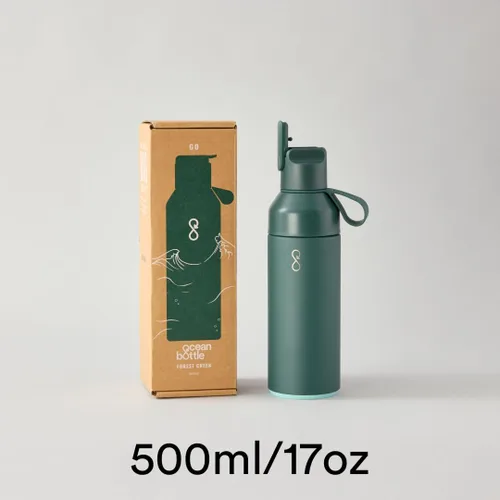 Miniatura 2 de Ocean Bottle Go - Botella de agua de acero inoxidable de 17 onzas, reutilizable y sostenible, mantiene las bebidas frías y calientes, regalo Verde