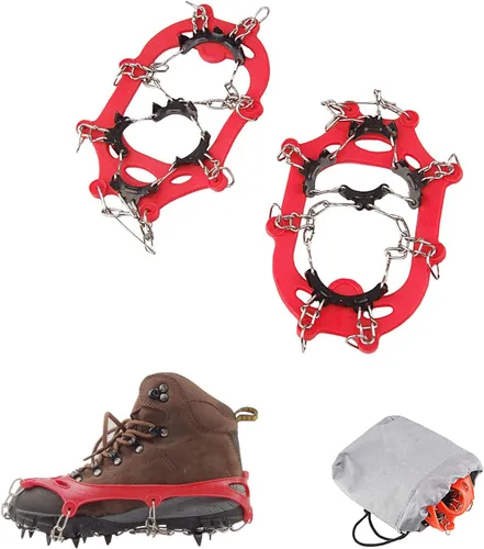 Miniatura 9 de Crampones de 11 picos para niños, botas de senderismo, tacos de hielo, 11 dientes, antideslizantes, para senderismo, escalada, caminar, niños