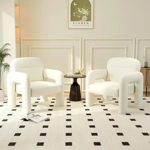 Miniatura 8 de LSSPAID Sillas decorativas, sillones tapizados de tela de línea moderna, cómoda silla de lectura para ocio, sillón individual esponjoso para sala