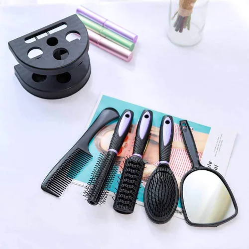 Miniatura 2 de Zoestar Juego de 5 cepillos y peine para el cabello para mujeres y hombres (A-morado)