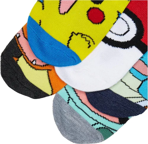 Miniatura 5 de Pokemon Paquete de 5 calcetines casuales invisibles para niños multicolor brillante talla de calcetín 6-85 de EE UU Multicolor brillante